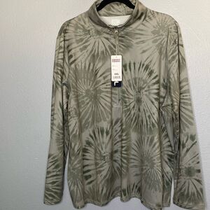 NWT New 32 Degrees 1/2 Zip Tie Dye Green Pullover Size XXL